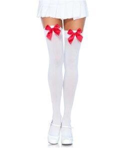 n9243 nylon thigh highs with bow 2 1