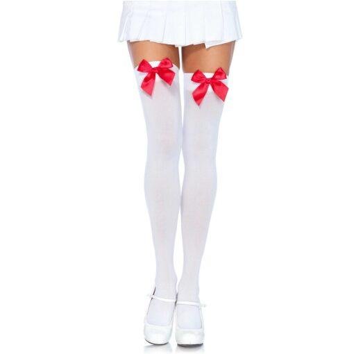 Leg Avenue Nylon Thigh Highs with Bow - Image 3