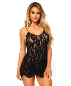 ns6343 leg avenue rose lace flair chemise black 1 1