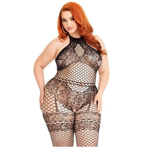 Leg Avenue Seamless Halter Bodystocking - Plus Size - Image 3