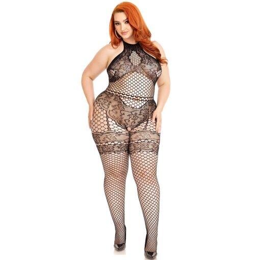 Leg Avenue Seamless Halter Bodystocking - Plus Size - Image 5
