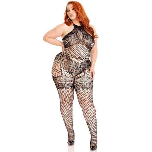 Leg Avenue Seamless Halter Bodystocking - Plus Size - Image 7