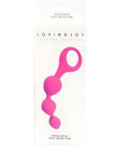 ns6551 loving joy triple ripple anal beads pink pkg wr