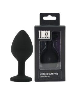 n12812 toosh black silicone butt plug medium pkg duo