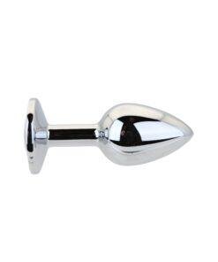 n12814 toosh silver metal butt plug small clear stone 1