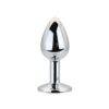 n12814 toosh silver metal butt plug small clear stone