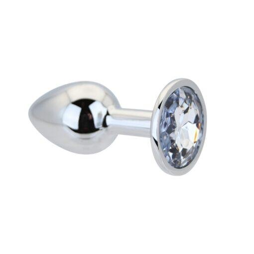 Toosh Silver Metal Butt Plug Small Clear Stone - Image 5