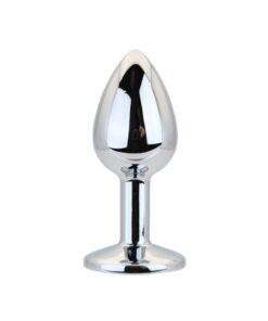 Toosh Silver Metal Butt Plug Small Clear Stone