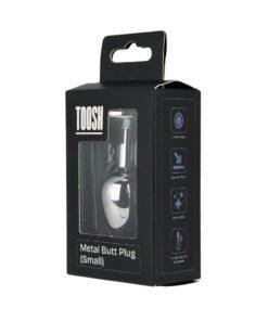 n12814 toosh silver metal butt plug small clear stone pkg 1
