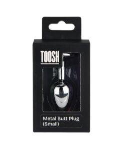 n12814 toosh silver metal butt plug small clear stone pkg