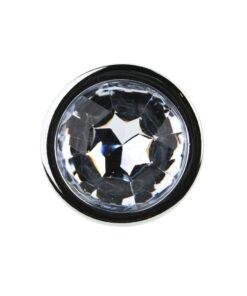 n12815 toosh silver metal butt plug medium clear stone jewel