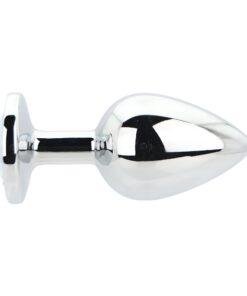 n12816 toosh silver metal butt plug large clear stone 1