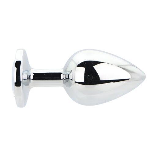 Toosh Silver Metal Butt Plug Large Clear Stone - Image 3