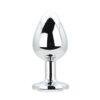 Toosh Silver Metal Butt Plug Large Clear Stone