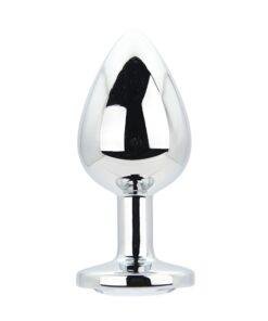 Toosh Silver Metal Butt Plug Large Clear Stone