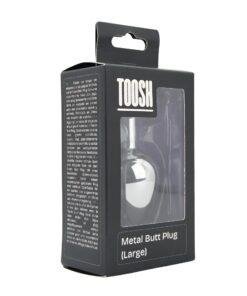 n12816 toosh silver metal butt plug large clear stone pkg 1