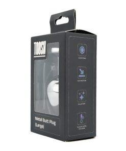 n12816 toosh silver metal butt plug large clear stone pkg 2