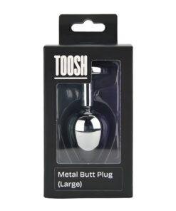 n12816 toosh silver metal butt plug large clear stone pkg