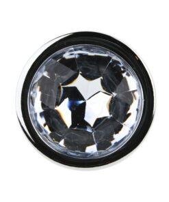 n12816 toosh silver metal butt plug large clear stone stone