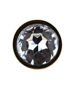 n12817 toosh gold metal butt plug small clear stone jewel
