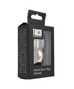 n12817 toosh gold metal butt plug small clear stone pkg 1
