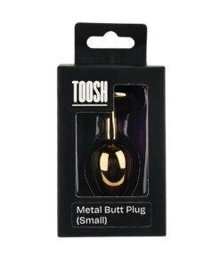 n12817 toosh gold metal butt plug small clear stone pkg