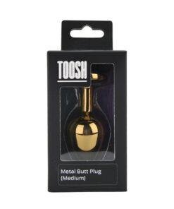 n12818 toosh gold metal butt plug medium clear stone pkg
