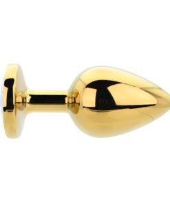 n12819 toosh gold metal butt plug large clear stone 1