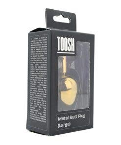 n12819 toosh gold metal butt plug large clear stone pkg 1