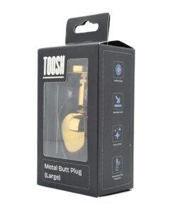 n12819 toosh gold metal butt plug large clear stone pkg 2