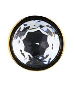 n12819 toosh gold metal butt plug large clear stone stone