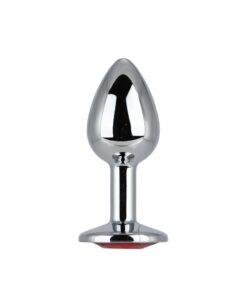 Toosh Silver Metal Butt Plug Small Red Stone