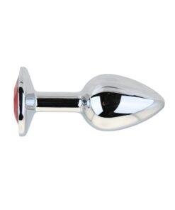n12820 toosh silver metal butt plug small red stone both 2