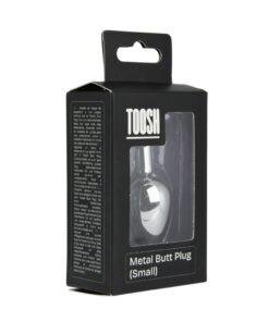 n12820 toosh silver metal butt plug small red stone pkg 2