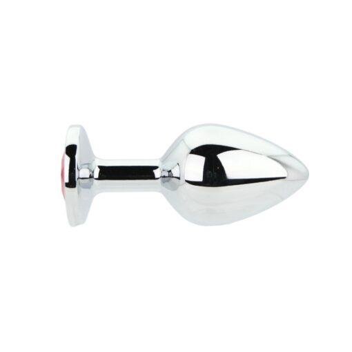 Toosh Silver Metal Butt Plug Medium Red Stone - Image 4