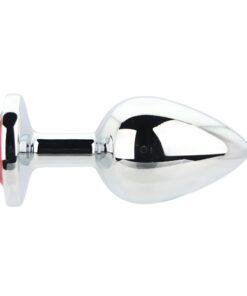 n12822 toosh silver metal butt plug large red stone 1