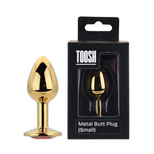Toosh Gold Metal Butt Plug Small Red Stone - Image 10