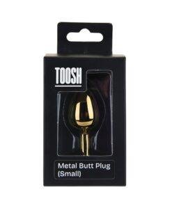 n12823 toosh gold metal butt plug small red stone pkg