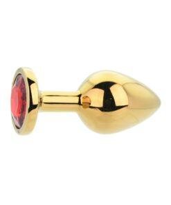 n12824 toosh gold metal butt plug medium red stone 2