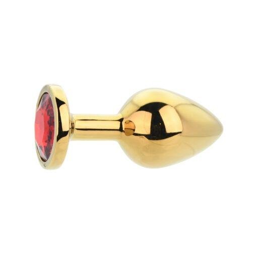 Toosh Gold Metal Butt Plug Medium Red Stone - Image 4