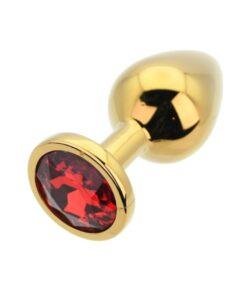 n12824 toosh gold metal butt plug medium red stone 4