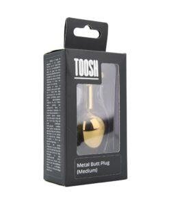 n12824 toosh gold metal butt plug medium red stone pkg 1