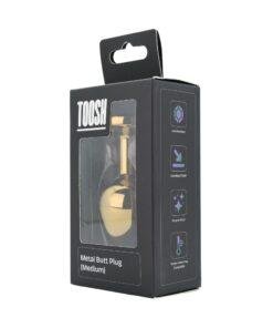 n12824 toosh gold metal butt plug medium red stone pkg 2