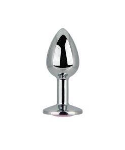 Toosh Silver Metal Butt Plug Small Pink Stone