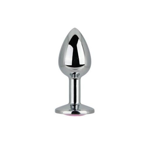 Toosh Silver Metal Butt Plug Small Pink Stone