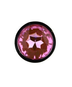 n12826 toosh silver metal butt plug small pink stone jewel