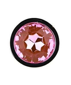 n12827 toosh silver metal butt plug medium pink stone jewel