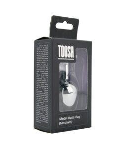 n12827 toosh silver metal butt plug medium pink stone pkg 1