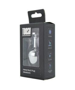 n12827 toosh silver metal butt plug medium pink stone pkg 2