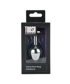n12827 toosh silver metal butt plug medium pink stone pkg
